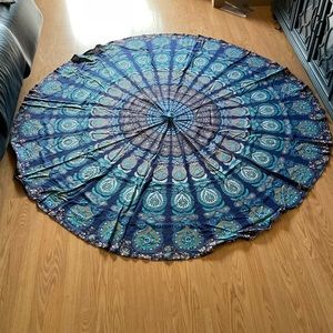 Teal and blue round tapestry wall- beach multi uses